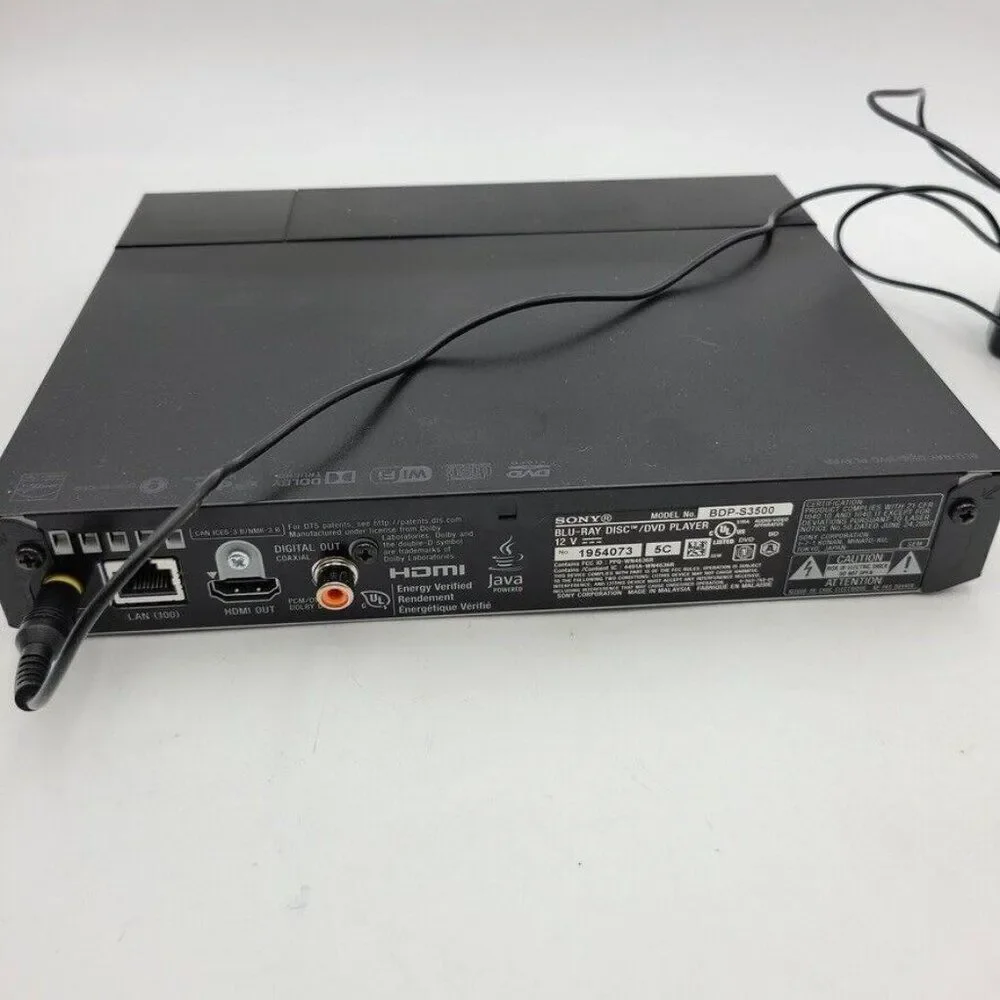 Sony Blu Ray Player BDP-S3500 Player Remote HDMI 1080P Wifi Streaming PS3 USB